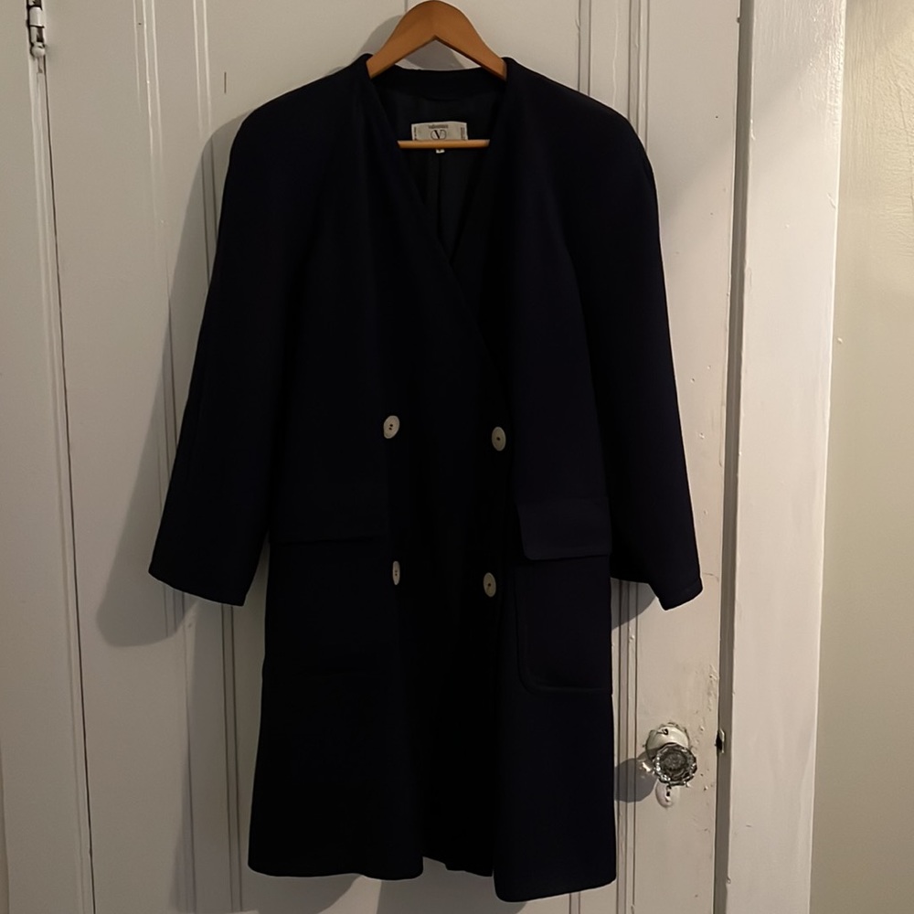 Vintage Valentino Miss V lined, wool pinstriped Coat, 38/4